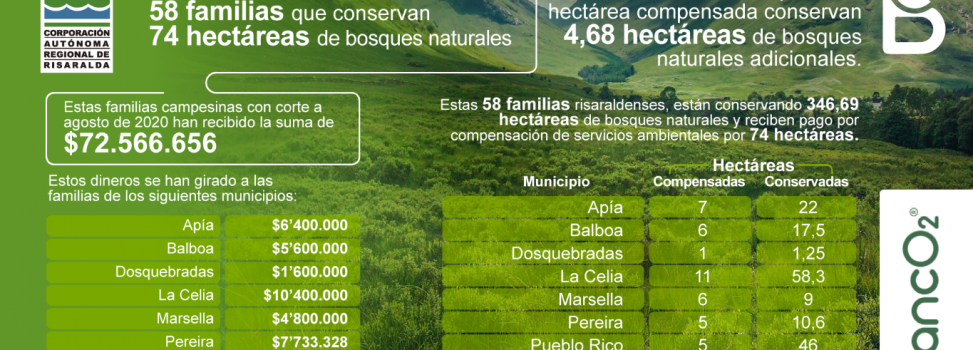 CARDER a través de BanCO2 ha entregado más de $72 millones a familias que cuidan los bosques de Risaralda